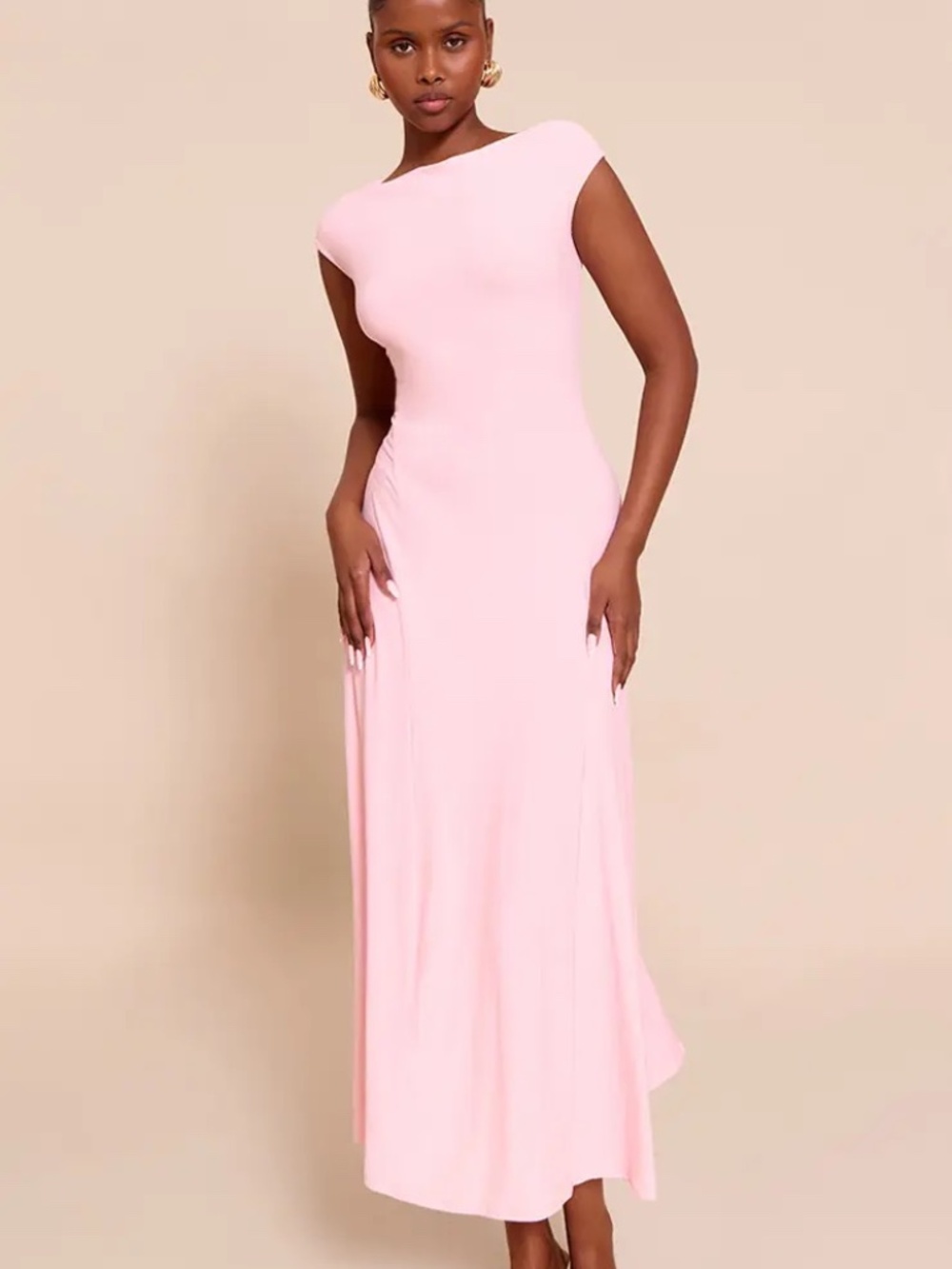 PLT PINK ASYMMETRIC PANELLED FLOATY MAXI DRESS US 8